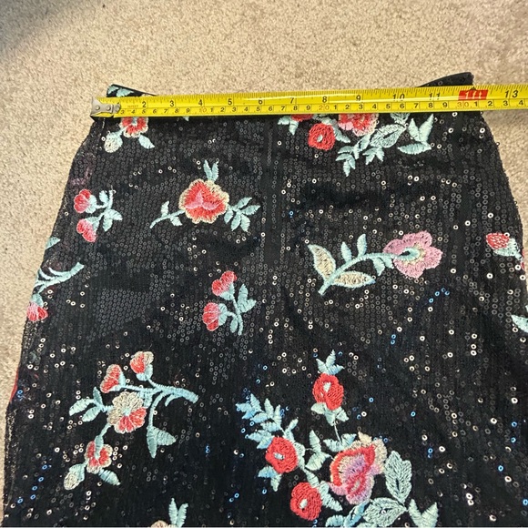 Alyce Paris Black Sequin floral flower embroidered maxi skirt evening formal 0 - Picture 7 of 13